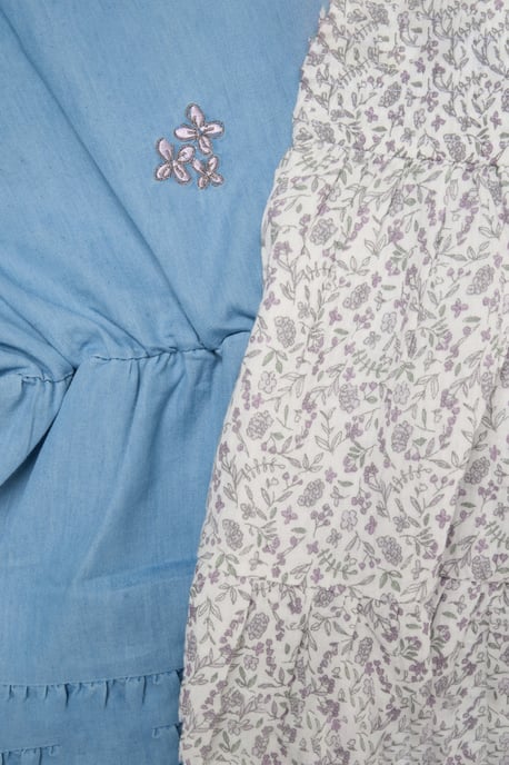 2-Pack Floral Print and Chambray Dresses - Image 3