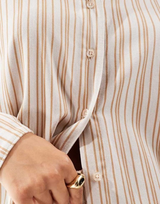 ASOS DESIGN relaxed shirt co-ord in brown stripe - Image 4