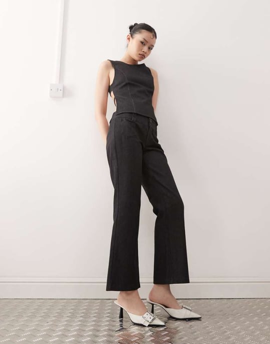 Motel Padali cropped co-ord trouser in dark indigo - Image 1