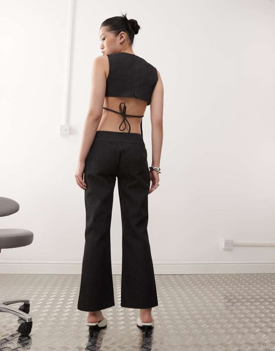 Motel Padali cropped co-ord trouser in dark indigo - Image 2