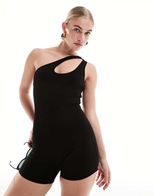 SNDYS ribbad cut-out body i svart - Image 3