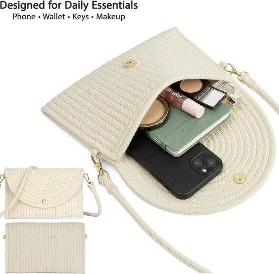 Ladies Minimalist Envelope Crossbody Bag, Woven Straw Clutch Bag in White - Image 3