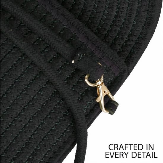 Ladies Minimalist Envelope Crossbody Bag, Woven Straw Clutch Bag in Black - Image 6