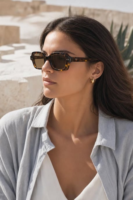 Bold Square Sunglasses In Tortoiseshell - Image 5