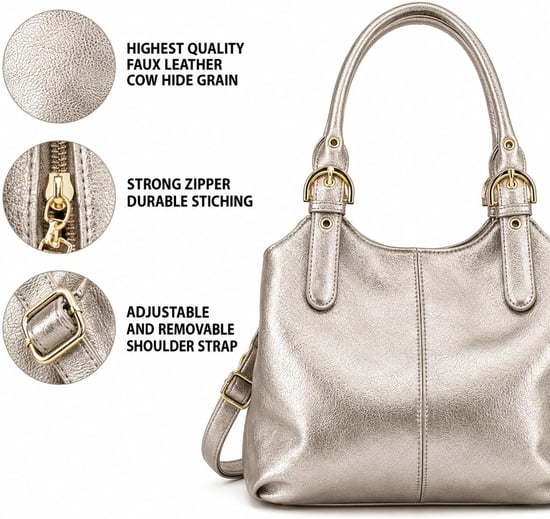 Women's Handbag Multi Pocket Tote Shoulder Bag in Metallic - Image 4