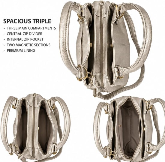 Women's Handbag Multi Pocket Tote Shoulder Bag in Metallic - Image 5
