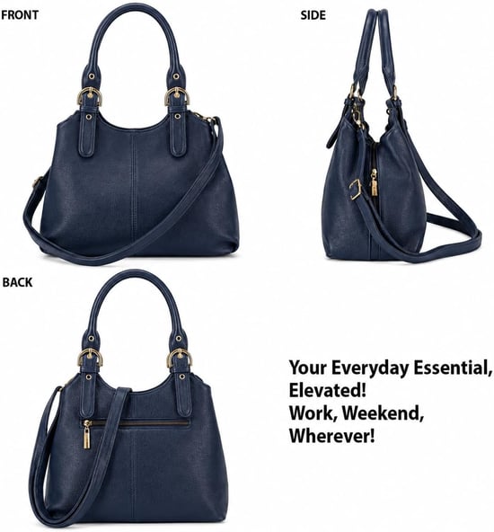 Women's Handbag Multi Pocket Tote Shoulder Bag in Navy - Image 3