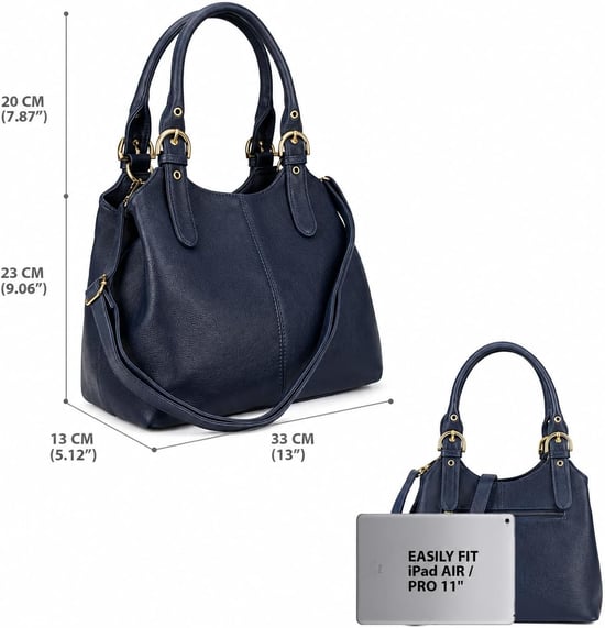 Women's Handbag Multi Pocket Tote Shoulder Bag in Navy - Image 4