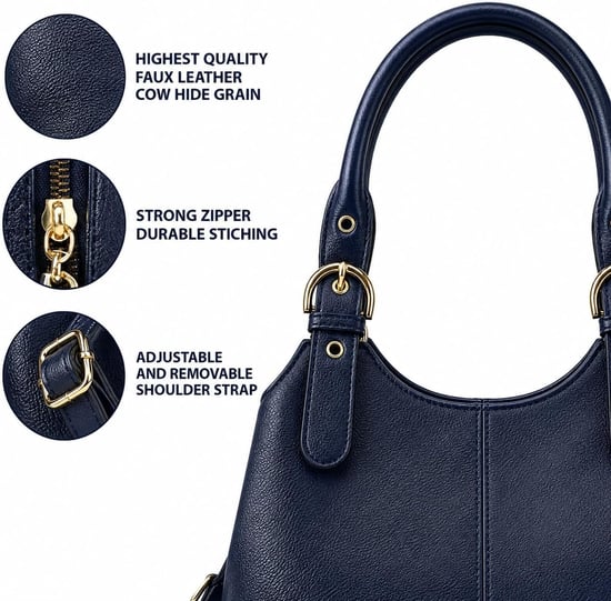 Women's Handbag Multi Pocket Tote Shoulder Bag in Navy - Image 5