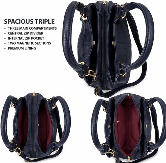 Women's Handbag Multi Pocket Tote Shoulder Bag in Navy - Image 6