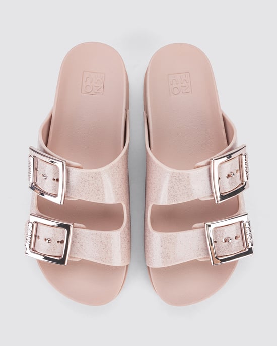 Zaxy Womens Partner Slide New Ad Glitter Nude - Image 4