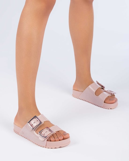 Zaxy Womens Partner Slide New Ad Glitter Nude - Image 5