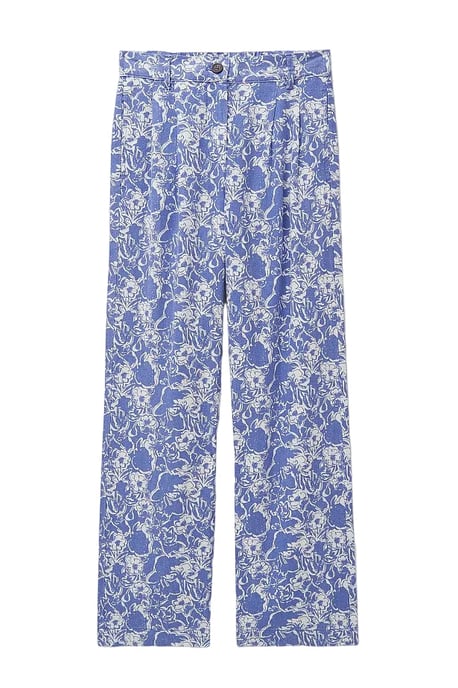 Blue Floral Wide Leg Trousers - Image 3