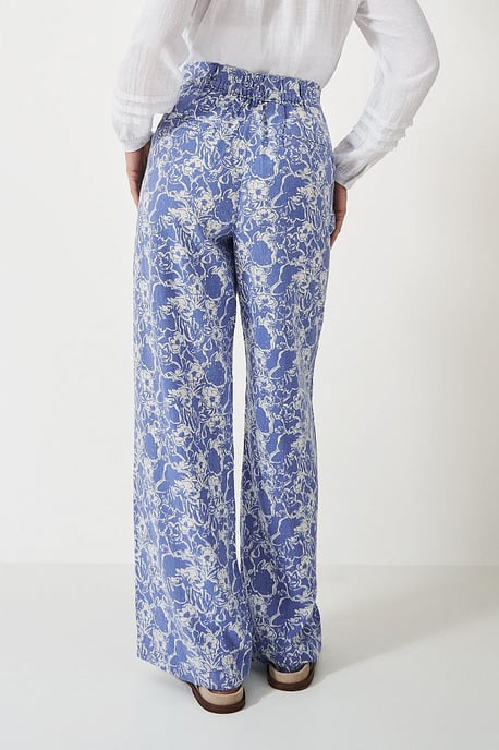 Blue Floral Wide Leg Trousers - Image 4