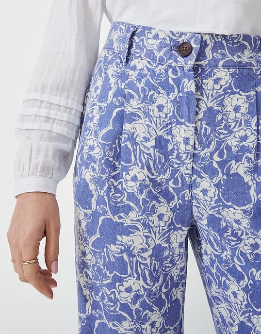 Blue Floral Wide Leg Trousers - Image 5