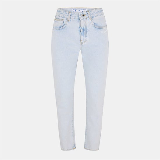Women's Off White Five Pocket Straight Leg Jeans in Blue/White - Image 1