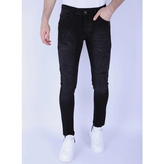 Local Fanatic Slimfit jeans met stretch met gaten - Image 1