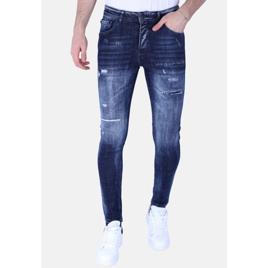 Local Fanatic Donker slim fit jeans met gaten 1101 - Image 4