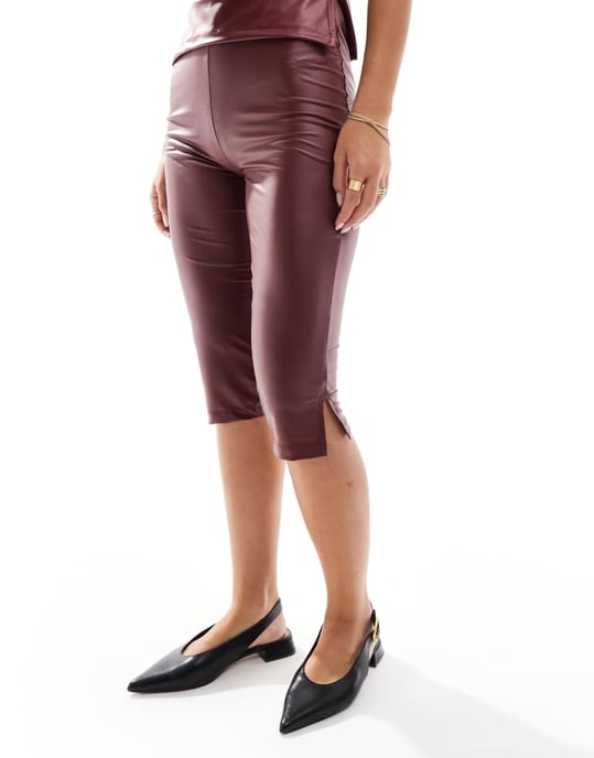 ASOS DESIGN wetlook capri i bordeaux - Image 3