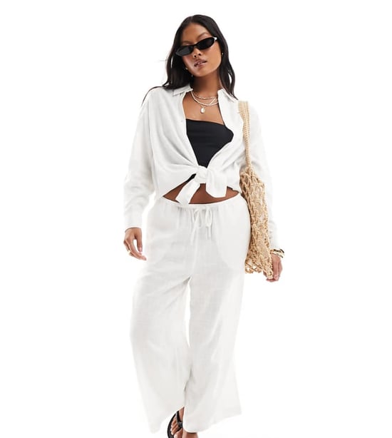 ASOS DESIGN Petite linne culotte i vitt - Image 1