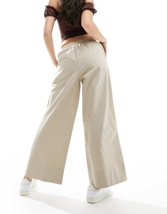 ASOS DESIGN byxor med vida ben i stenfärg - Image 3