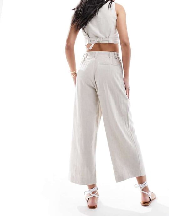 ASOS DESIGN pappa culotte med linne i naturlig - Image 3