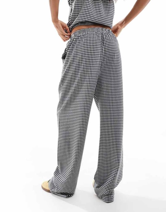 Återvunnen Vintage byxa med gummiband i gingham - Image 2