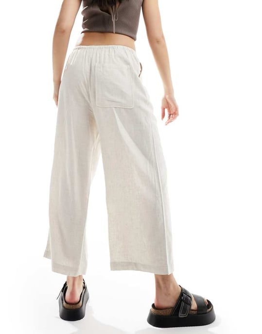 ASOS DESIGN linne culotte med dragsko i natur 附加 - Image 2