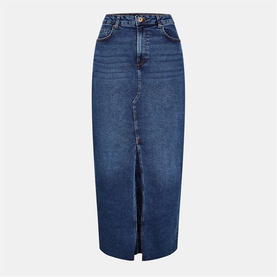 Women's Pieces Skirt Midi Pencil Skirt in Blue Denim - Image 1