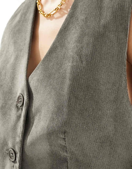 ASOS DESIGN kordväst i khaki co-ord - Image 3