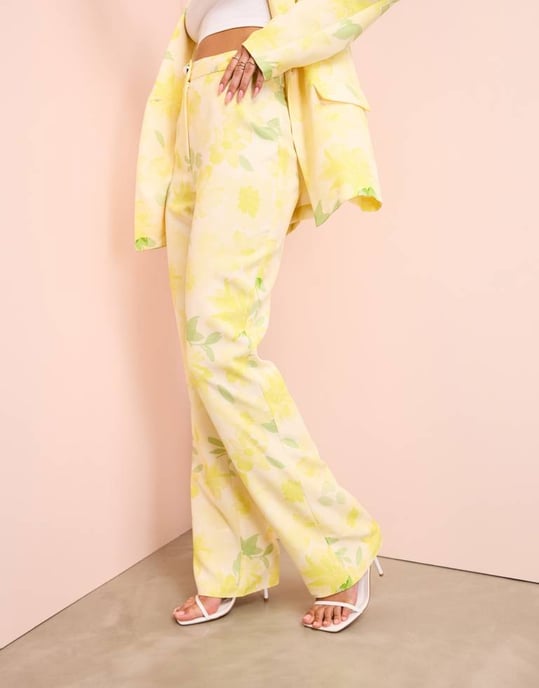 ASOS LUXE koordinerad skräddarsydd kostymbyxor i blommönster - Image 2