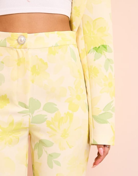 ASOS LUXE koordinerad skräddarsydd kostymbyxor i blommönster - Image 3