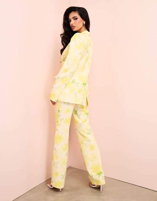 ASOS LUXE koordinerad skräddarsydd kostymbyxor i blommönster - Image 4