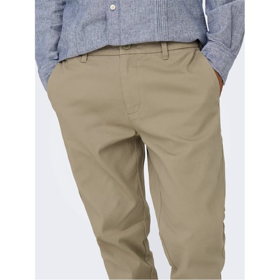 Men's Only Solid Patterned Straight Chinos in Chinchilla - Image 3