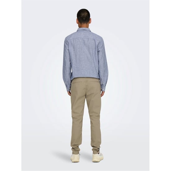 Men's Only Solid Patterned Straight Chinos in Chinchilla - Image 4