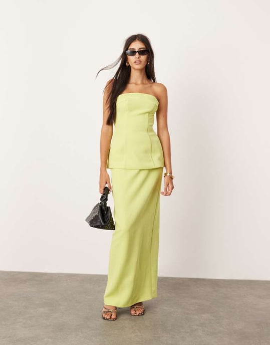 ASOS EDITION strukturerad slim maxi kjol co-ord i grön - Image 3
