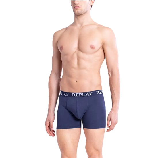 Replay Boxershorts voor heren (Set van 2) (Donkerblauw/Wit) - Image 3