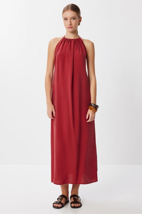 Halter Neck Draperad Midiklänning - Image 3
