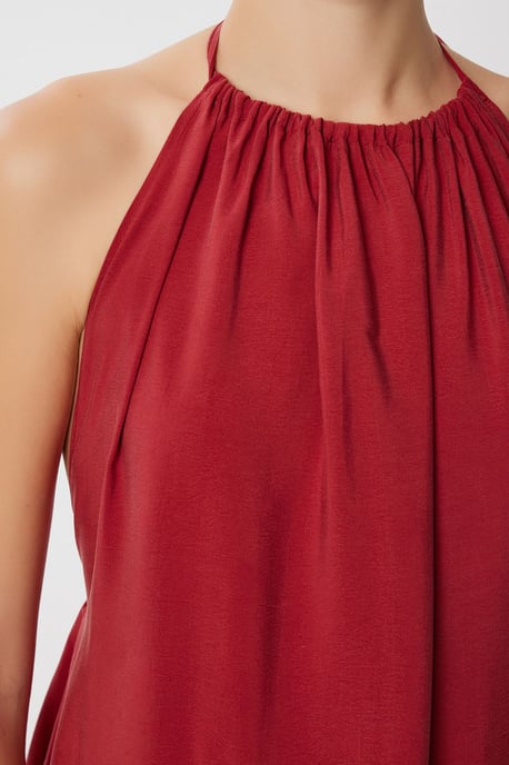 Halter Neck Draperad Midiklänning - Image 4