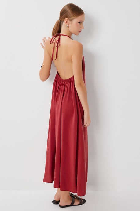 Halter Neck Draperad Midiklänning - Image 5