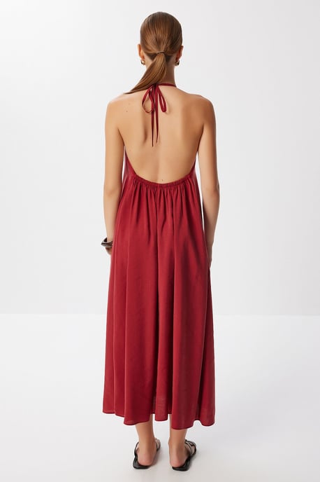 Halter Neck Draperad Midiklänning - Image 6