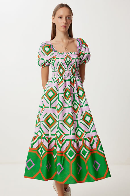 Batiktryck Midi Klänning med Volangdetalj - Image 2