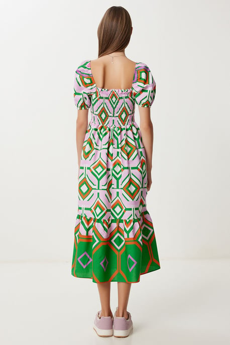 Batiktryck Midi Klänning med Volangdetalj - Image 5