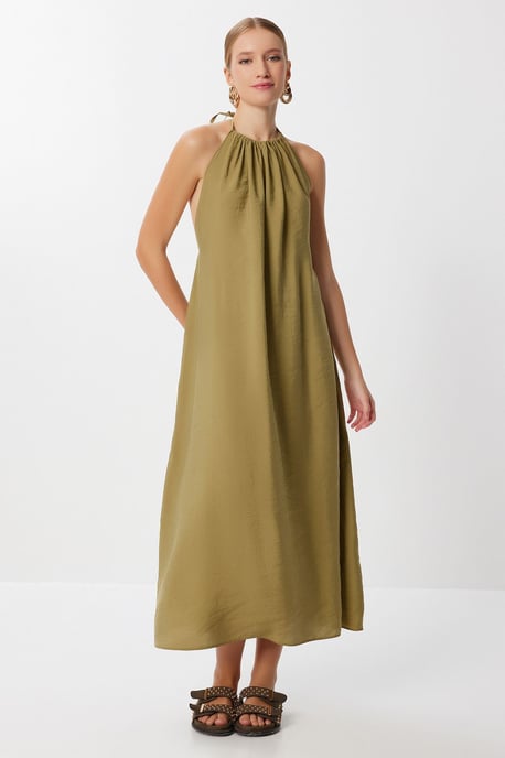 Halter Neck Drape Midiklänning - Image 2