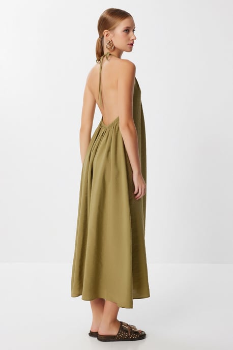 Halter Neck Drape Midiklänning - Image 4