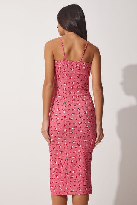 Blommig Bodycon Midi Klänning med Sprund - Image 4