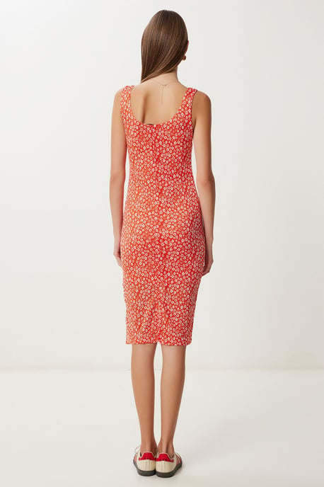 Bloemenprint Mouwloze Midi-jurk met U-hals - Image 5