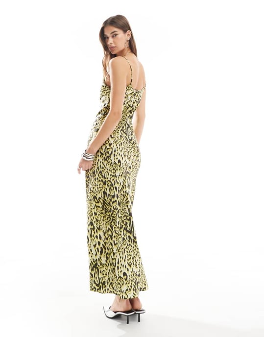 AllSaints Bryony satin midiklänning i leopardmönster - Image 4
