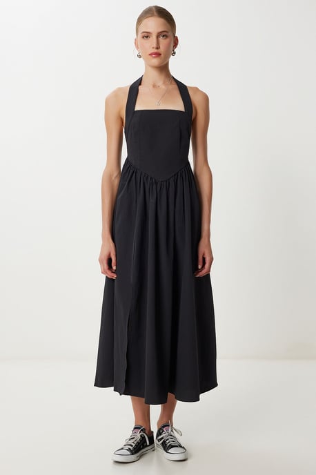 Slim Fit Midi-jurk met Vierkante Kraag - Image 1