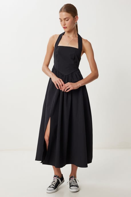 Slim Fit Midi-jurk met Vierkante Kraag - Image 3